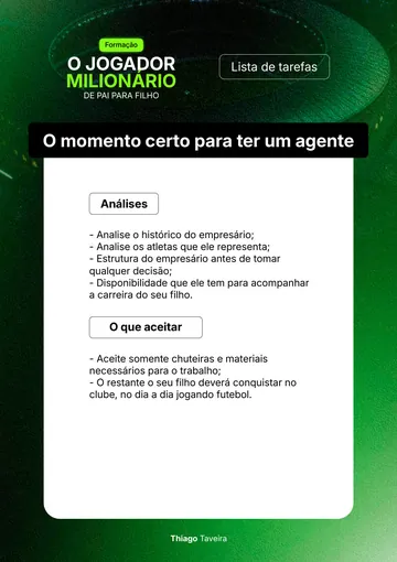 Folha de tarefa da aula O momento certo para ter um agente