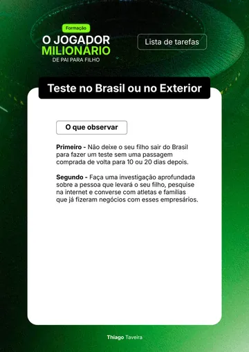 Folha de tarefa da aula Teste no Brasil ou no exterior